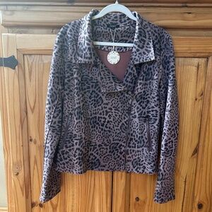 NWT‎ Oddy Suede Jacket Animal Print Zipper Women's Size M/L